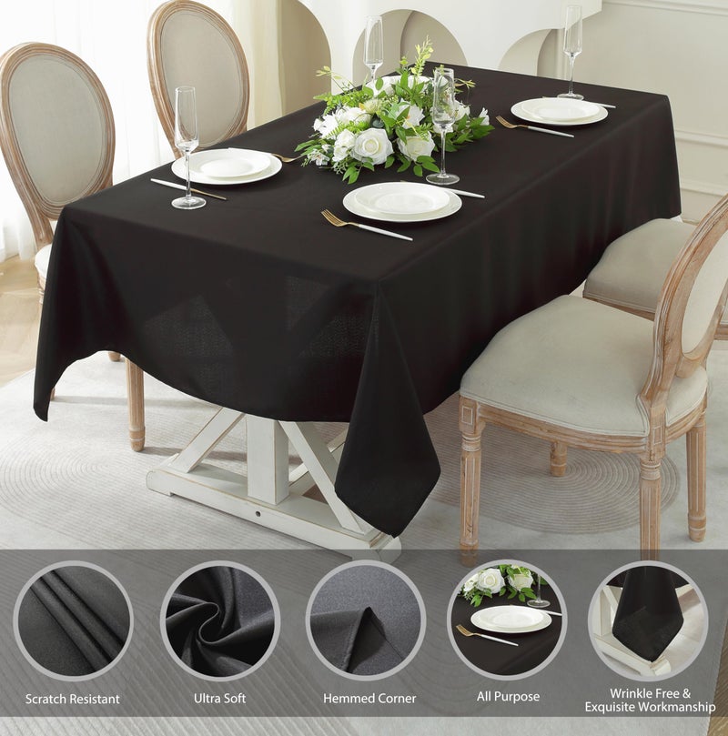 Craft And Party مفرش طاولة مستطيل للحرف والحفلات، 60 × 126 بوصة مفرش طاولة أسود، مفرش طاولة مستطيل 8 أقدام، مفرش طاولة من قماش بوليستر قابل للغسل للاستخدام في المنزل أو الحفلات أو الزفاف أو المطاعم. - Image 2